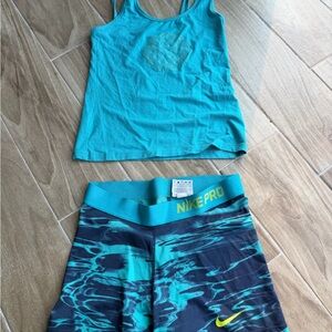 Nike Pro Teal and Navy Athletic Set
